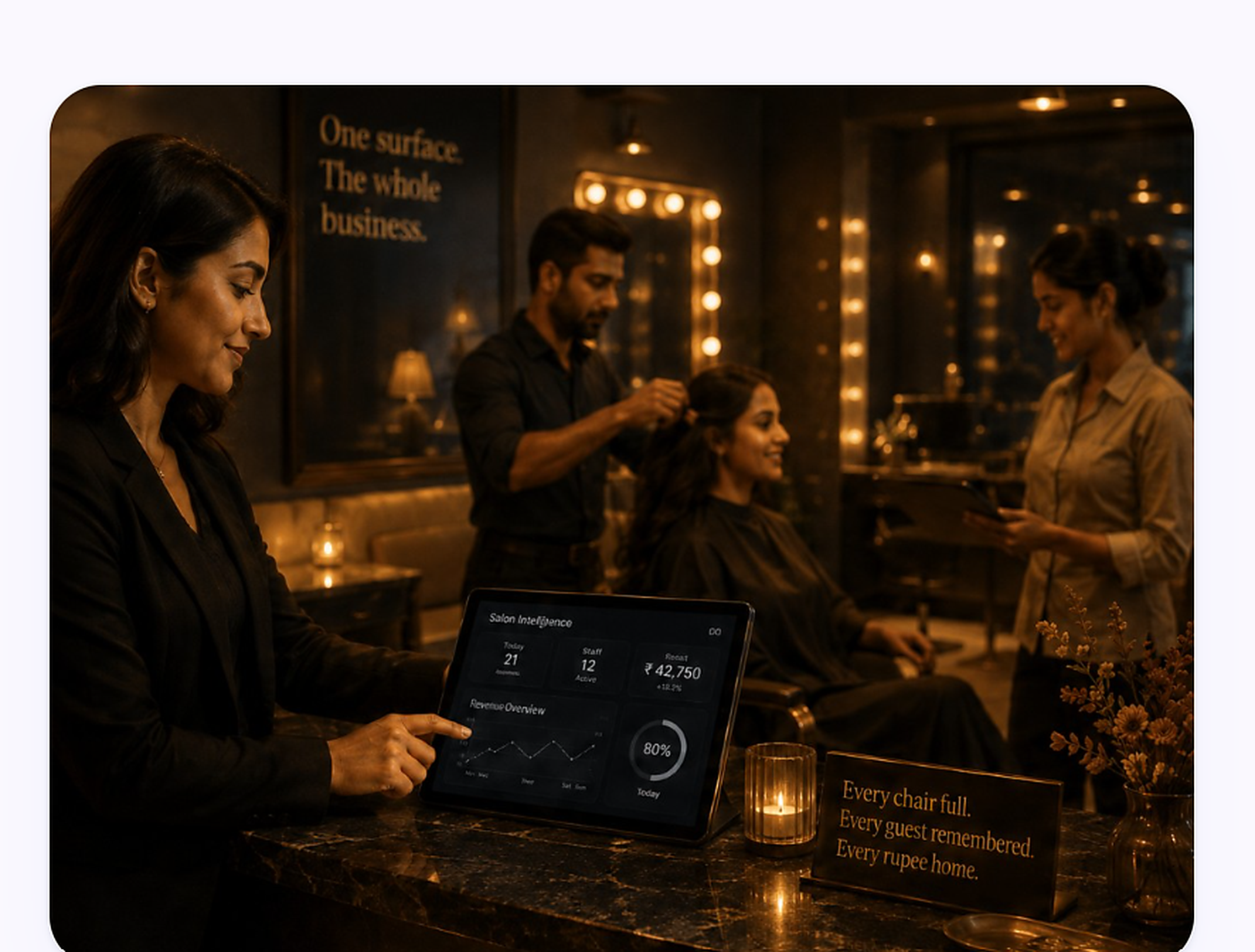 Salon Intelligence dashboard in a luxury salon